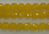 CYJ202 15.5 inches 8mm faceted round yellow jade beads wholesale