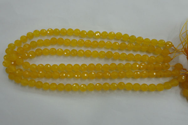 CYJ202 15.5 inches 8mm faceted round yellow jade beads wholesale