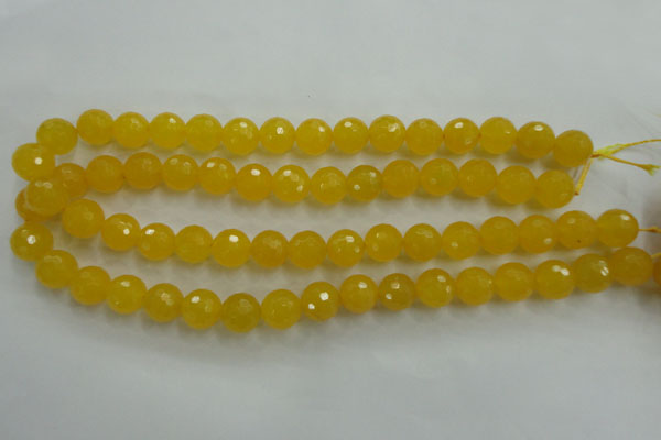 CYJ204 15.5 inches 12mm faceted round yellow jade beads wholesale