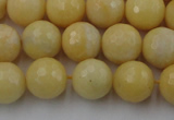 CYJ312 15.5 inches 8mm faceted round yellow jade beads wholesale