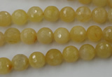 CYJ321 15.5 inches 8mm faceted round yellow jade beads wholesale