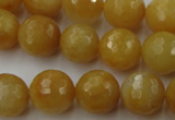 CYJ325 15.5 inches 12mm faceted round yellow jade beads wholesale