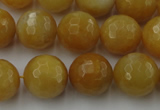 CYJ326 15.5 inches 14mm faceted round yellow jade beads wholesale