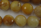 CYJ327 15.5 inches 16mm faceted round yellow jade beads wholesale