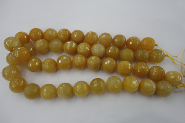 CYJ328 15.5 inches 18mm faceted round yellow jade beads wholesale