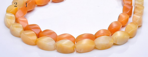 CYJ40 10*14mm twisted rice yellow jade gemstone beads Wholesale