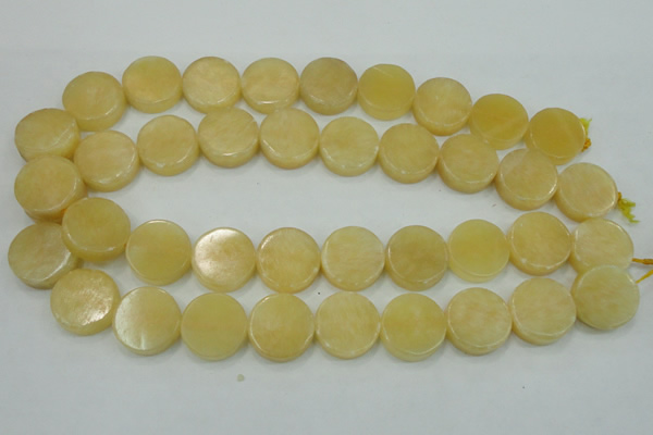 CYJ51 15.5 inches 20mm coin yellow jade gemstone beads wholesale