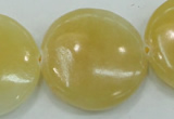 CYJ53 15.5 inches 35mm flat round yellow jade gemstone beads wholesale