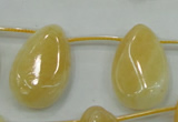 CYJ54 20*30mm top-drilled twisted teardrop yellow jade gemstone beads