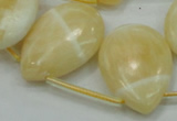 CYJ55 22*30mm top-drilled flat teardrop yellow jade gemstone beads