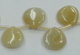 CYJ57 15*15mm top-drilled flat teardrop yellow jade gemstone beads