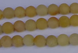 CYJ600 15.5 inches 4mm round matte yellow jade beads wholesale