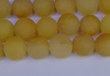 CYJ602 15.5 inches 8mm round matte yellow jade beads wholesale