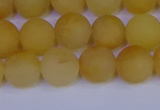 CYJ603 15.5 inches 10mm round matte yellow jade beads wholesale