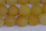 CYJ604 15.5 inches 12mm round matte yellow jade beads wholesale