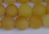 CYJ605 15.5 inches 14mm round matte yellow jade beads wholesale