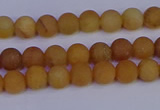 CYJ610 15.5 inches 4mm round matte yellow jade beads wholesale