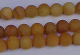 CYJ611 15.5 inches 6mm round matte yellow jade beads wholesale