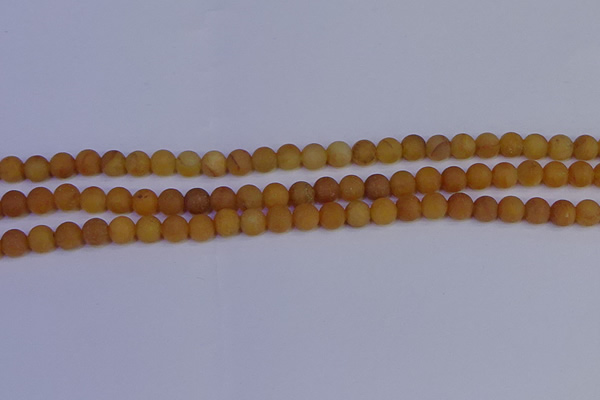 CYJ611 15.5 inches 6mm round matte yellow jade beads wholesale