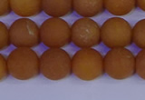 CYJ612 15.5 inches 8mm round matte yellow jade beads wholesale