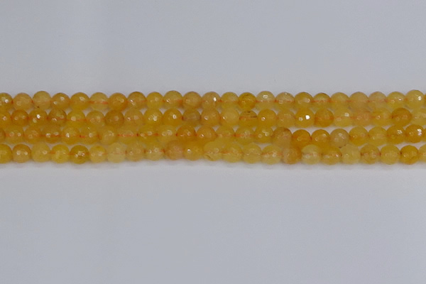 CYJ639 15.5 inches 6mm faceted round yellow jade beads wholesale