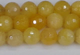 CYJ640 15.5 inches 8mm faceted round yellow jade beads wholesale