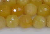 CYJ642 15.5 inches 12mm faceted round yellow jade beads wholesale