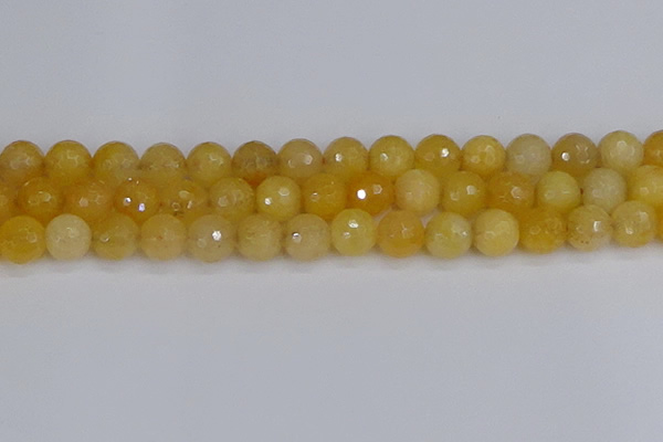 CYJ642 15.5 inches 12mm faceted round yellow jade beads wholesale