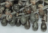 CZJ15 16 inches 6*8mm teardrop zebra jasper gemstone beads wholesale