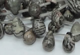 CZJ16 16 inches 8*12mm teardrop zebra jasper gemstone beads wholesale