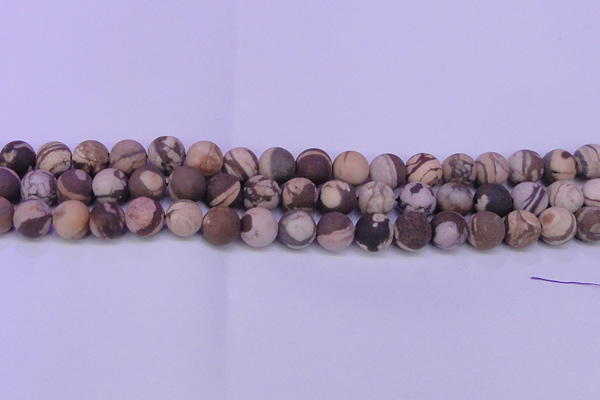 CZJ265 15.5 inches 14mm round matte zebra jasper beads