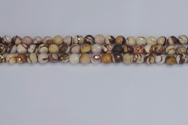 CZJ280 15.5 inches 8mm faceted round zebra jasper beads