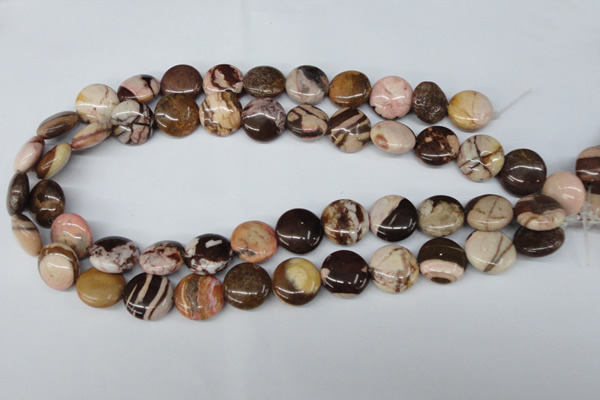 CZJ362 15.5 inches 16mm flat round zebra jasper beads wholesale