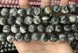 CZJ415 15.5 inches 14mm round green zebra jasper beads wholesale