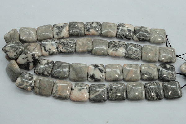 CZJ51 16 inches 20*20mm square zebra jasper gemstone beads wholesale