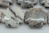 CZJ53 16 inches 25*25mm cross zebra jasper gemstone beads wholesale