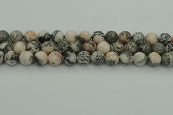 CZJ555 15.5 inches 14mm round pink zebra jasper beads wholesale