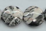 CZJ56 16 inches 25mm flat round zebra jasper gemstone beads wholesale