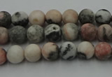 CZJ560 15.5 inches 4mm round matte pink zebra jasper beads