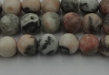 CZJ561 15.5 inches 6mm round matte pink zebra jasper beads