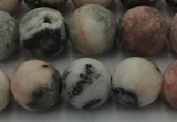 CZJ564 15.5 inches 12mm round matte pink zebra jasper beads