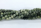 CZJ581 15.5 inches 6mm faceted round green zebra jasper gemstone beads