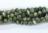 CZJ582 15.5 inches 8mm faceted round green zebra jasper gemstone beads