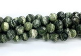 CZJ583 15.5 inches 10mm faceted round green zebra jasper gemstone beads