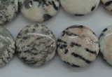 CZJ62 15.5 inches 20mm flat round zebra jasper gemstone beads