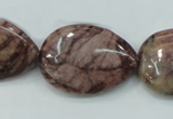 CZJ83 16 inches 22*30mm flat teardrop red zebra jasper beads wholesale