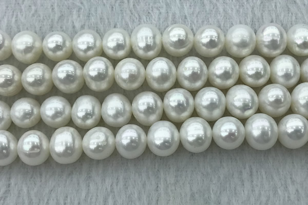 FWP104 15 inches 9mm - 10mm potato white freshwater pearl strands