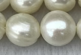 FWP133 15 inches 13mm potato white freshwater pearl strands