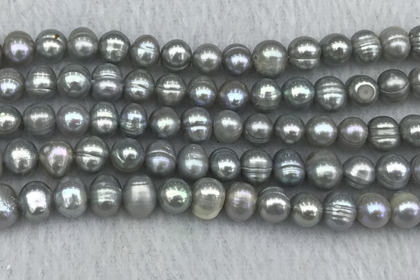 FWP138 15 inches 6mm - 7mm potato grey freshwater pearl strands