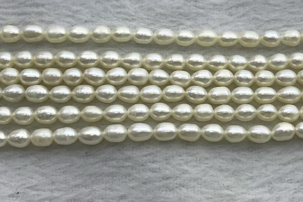 FWP163 14.5 inches 4.2mm - 4.8mm rice white freshwater pearl strands